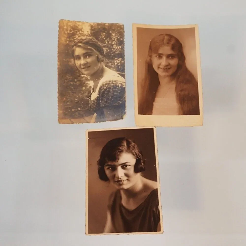 Young Lady 3 Antique Vintage Real Black And White Photos Germany